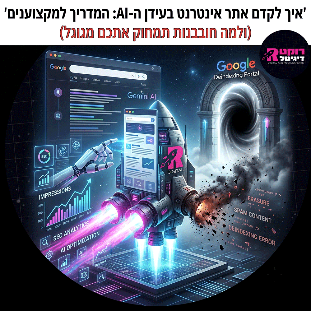איך לקדם אתר אינטרנט בעידן ה-AI: המדריך למקצוענים (ולמה חובבנות תמחוק אתכם מגוגל) - רוקט דיגיטל